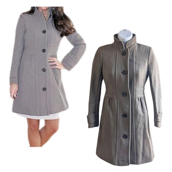 2010 J. CREW Double Cloth Cobblestone Coletta 94% Italian Wool Princess Coat 0P - Picture 1 of 10